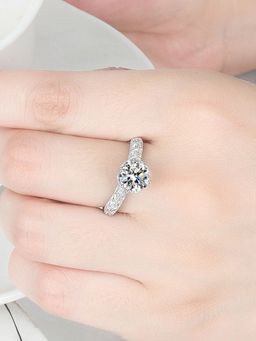 Jewels Galaxy - Silver Plated American Diamond Stone Studded Ring