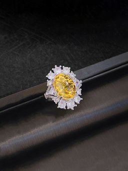 Jewels Galaxy - Yellow Gold Plated Stone Studded Ring
