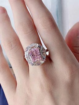 Jewels Galaxy - Womens Silver Plated Pink Crystal Stone Studded Ring