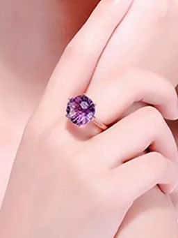 Jewels Galaxy - Purple Rose Gold Plated American Diamond Studded Ring