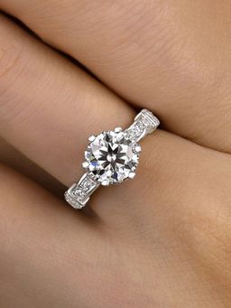 Jewels Galaxy - White Silver Plated American Diamond Stone Studded Ring