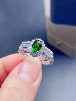 Jewels Galaxy - Green Silver Plated Cubic Zirconia Stone Studded Ring
