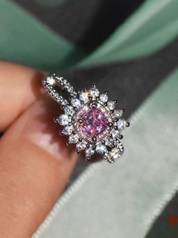 Jewels Galaxy - Pink Silver Plated Cubic Zirconia Stone Studded Ring
