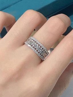 Jewels Galaxy - White Silver Plated Crystal Stone Studded Anti Tarnish Ring