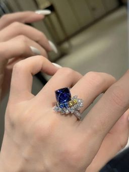 Jewels Galaxy - Multi-Color Silver Plated Cubic Zirconia Studded Ring