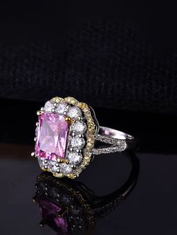 Jewels Galaxy - Multi-Color Silver Plated American Diamond Stone Studded Ring