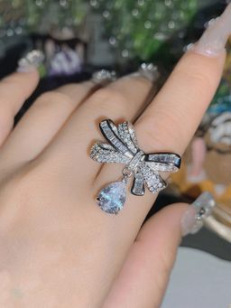 Jewels Galaxy - White Silver Plated Cubic Zirconia Studded Ring