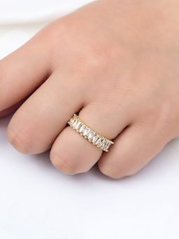 Jewels Galaxy - Gold Plated Stainless Steel Anti Tarnish White Ring