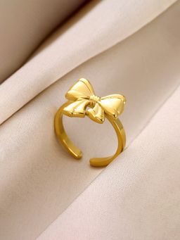 Jewels Galaxy - Gold Plated Stainless Steel Anti Tarnish Bow Ring