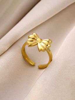 Jewels Galaxy - Gold Plated Stainless Steel Anti Tarnish Bow Ring