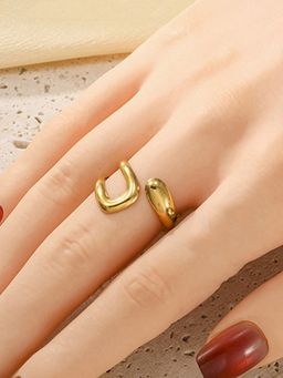 Jewels Galaxy - Gold Plated Anti Tarnish Stainless Steel Ring