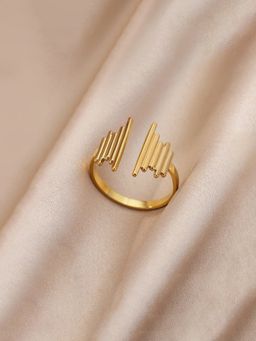 Jewels Galaxy - Gold Plated Anti Tarnish Stainless Steel Statement Ring