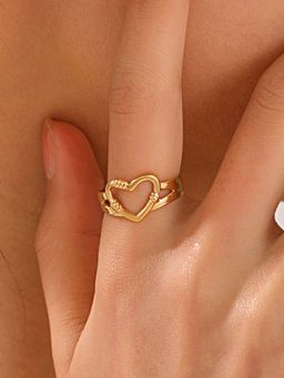 Jewels Galaxy - Gold Plated Anti Tarnish Stainless Steel Heart Themed Ring