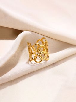 Jewels Galaxy - Gold Plated Anti Tarnish Stainless Steel Geometric Ring