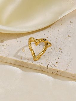 Jewels Galaxy - Gold Plated Anti Tarnish Stainless Steel Heart Ring