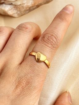 Jewels Galaxy - Gold Plated Anti Tarnish Stainless Steel Heart Themed Ring