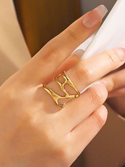 Jewels Galaxy - Gold Plated Anti Tarnish Stainless Steel Ring