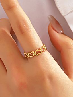 Jewels Galaxy - Gold Plated Anti Tarnish Stainless Steel Stylish Heart Ring