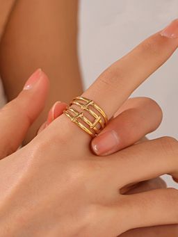 Jewels Galaxy - Gold Plated Anti Tarnish Stainless Steel Ring