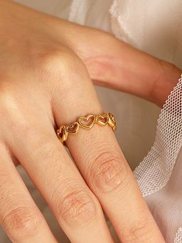 Jewels Galaxy - Gold Plated Anti Tarnish Stainless Steel Heart Ring