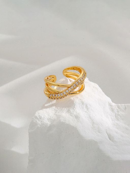 Jewels Galaxy Gold Plated Anti Tarnish Stainless Steel Cross Shaped Ring
