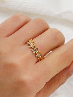 Jewels Galaxy - Gold Plated Anti Tarnish Stainless Steel Floral Ring