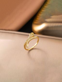 Jewels Galaxy - Gold Plated Anti Tarnish Stainless Steel Snake Themed Ring