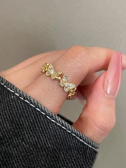 Jewels Galaxy - Gold Plated Anti Tarnish Stainless Steel Butterfly Ring