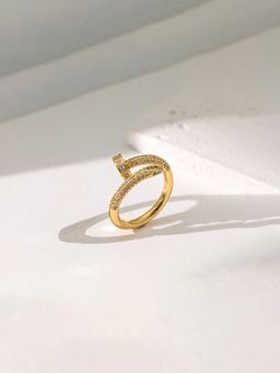 Jewels Galaxy - Gold Plated Anti Tarnish Stainless Steel Nail Shaped Ring