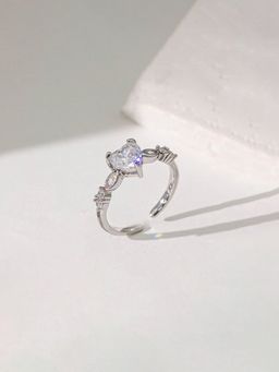 Jewels Galaxy - Silver Plated Anti Tarnish Stainless Steel Heart Ring