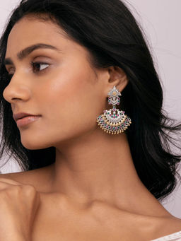 Indya - Earthen BY INDYA Dual Tone Engraved Dangler Earrings