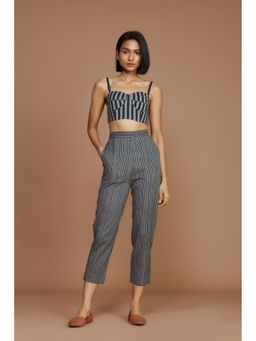 Mati - Grey with Charcoal Striped Crop Top