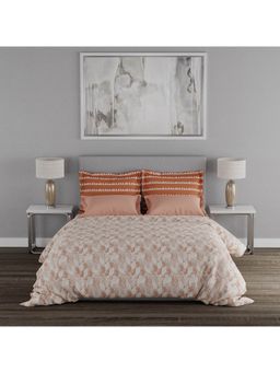 MYTRIDENT - Everyday Queen Cotton Bedsheet Set with 2 Pillow Covers Peek A Boo Orange