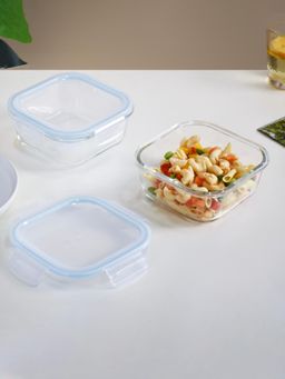 Nestasia - Blue Airtight Glass Lunch Box 800Ml, (Pack Of 2)