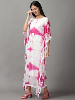 SHOWOFF - Womens Kaftan White Dyed Dress