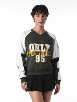 ONLY - Typography Regular Fit Green Sweatshirt