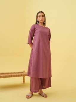 JITI - Purple Petal Plum Kurta with Palazzo (Set of 2)