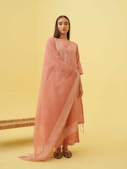 JITI - Peach Sunset Blush Kurta with Palazzo and Dupatta (Set of 3)