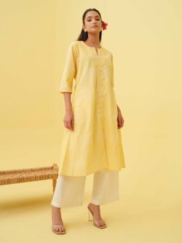 JITI - Yellow Lemon Blossom Kurta with Palazzo (Set of 2)