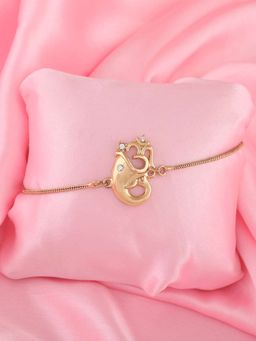 Estele - Gold Plated Blessed Ganesh Bracelet with Austrian Crystals for Men and Women