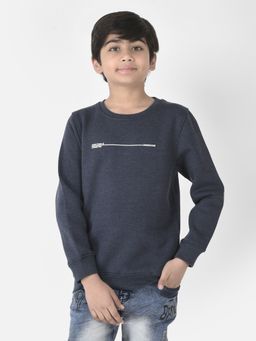 CRIMSOUNE CLUB - Boys Minimalistic Navy Blue Sweatshirt