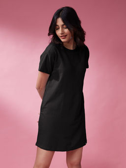 The Souled Store - Solids: Black Oversized T-Shirt Dresses