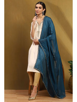 Biba - Womens Teal Polyester Dupatta