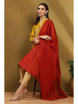 Biba - Womens Red Poly Silk Dupatta