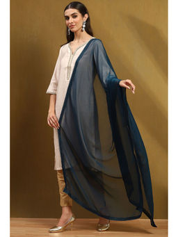 Biba - Womens Blue Polyester Dupatta
