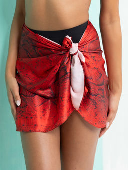 AOBA - Women Red Animal Printed Swim Cover-Up