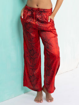 AOBA - Women Red Animal Printed Beachwear Pant