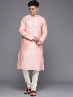 Manyavar - Pink Full Sleeves Kurta Churidar (Set of 2)