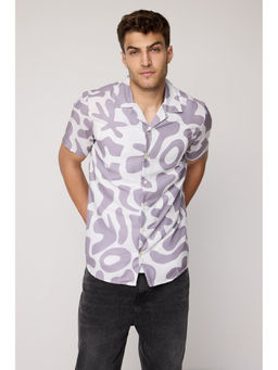 FREAKINS - Plum Beachy Printed Relaxed Shirt
