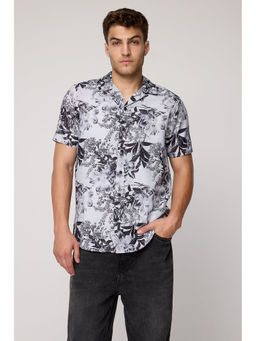 FREAKINS - Grey Tropical Printed Casual Shirt